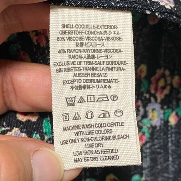 Free People Dress Women’s Size XS Black with Floral Print Buttondown Shirt Dress - Picture 12 of 15